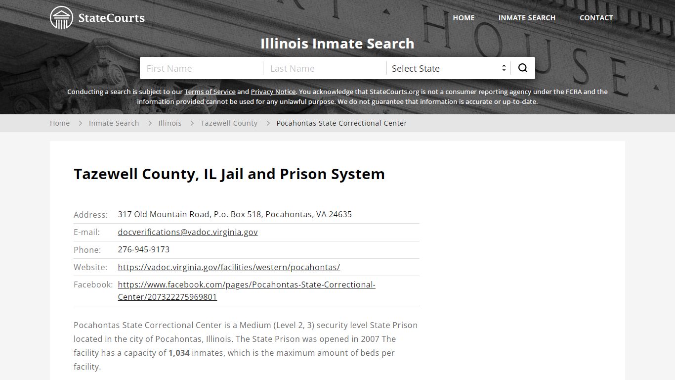 Pocahontas State Correctional Center Inmate Records Search, Illinois ...