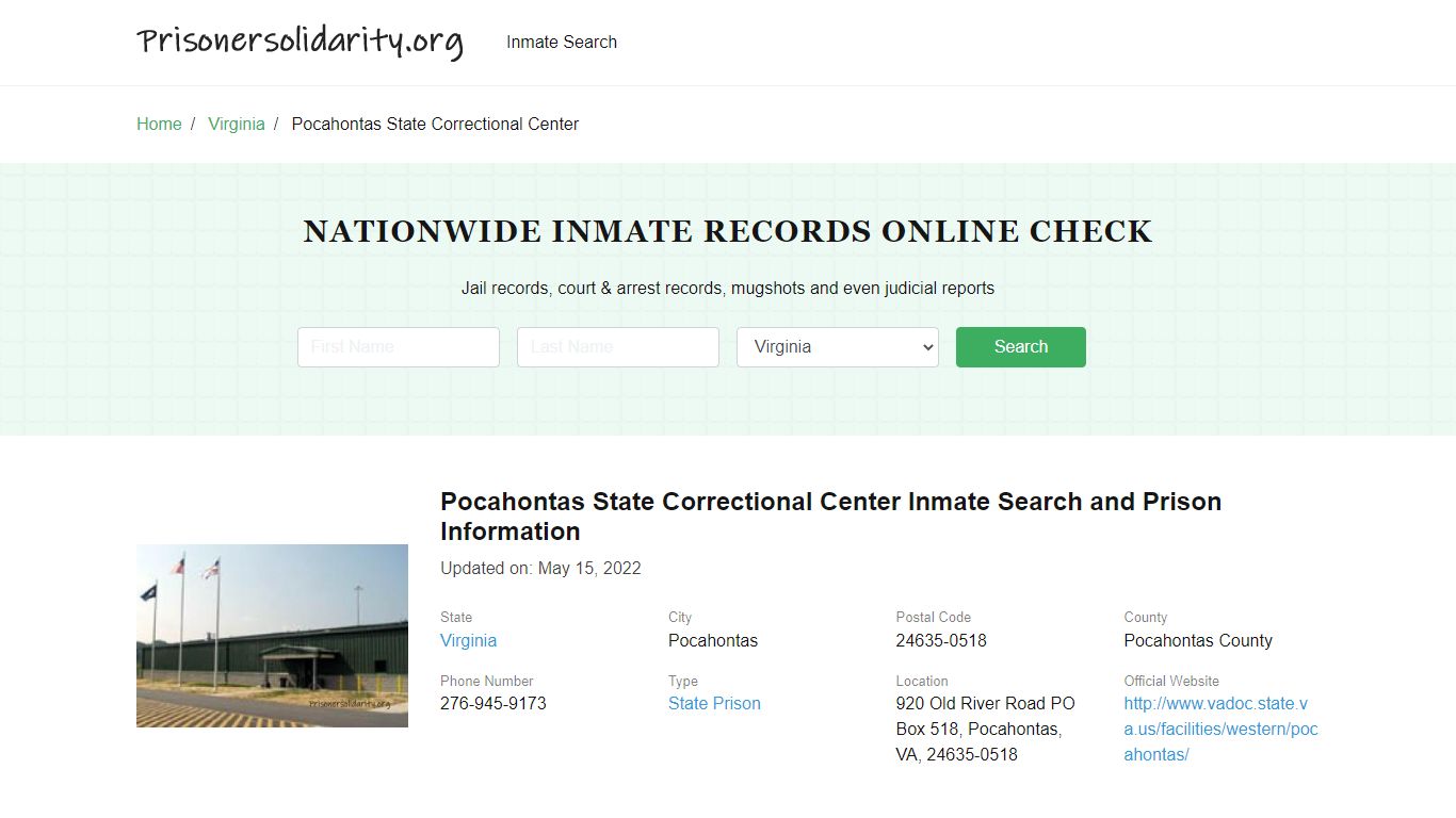 Pocahontas State Correctional Center Inmate Search, Visitation, Phone ...